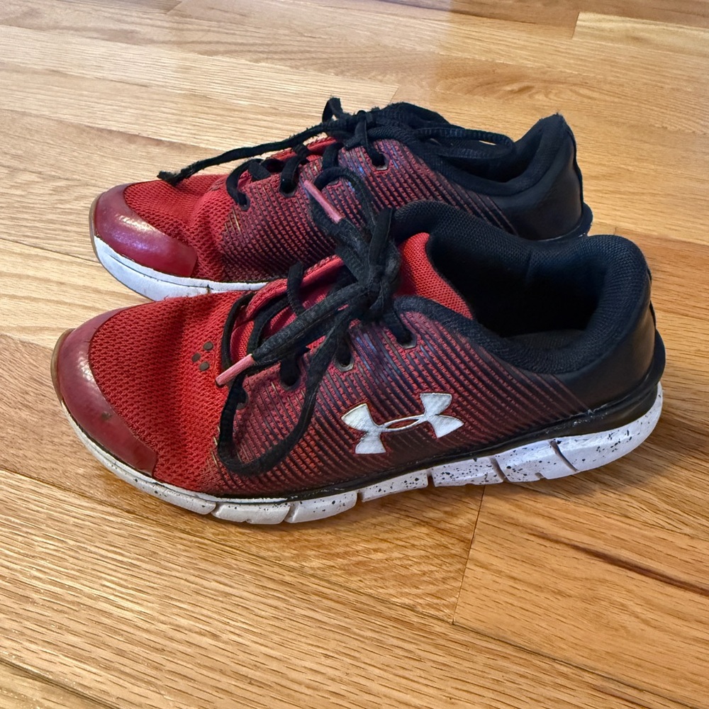 Under Armour Kids Red and Black Sneakers